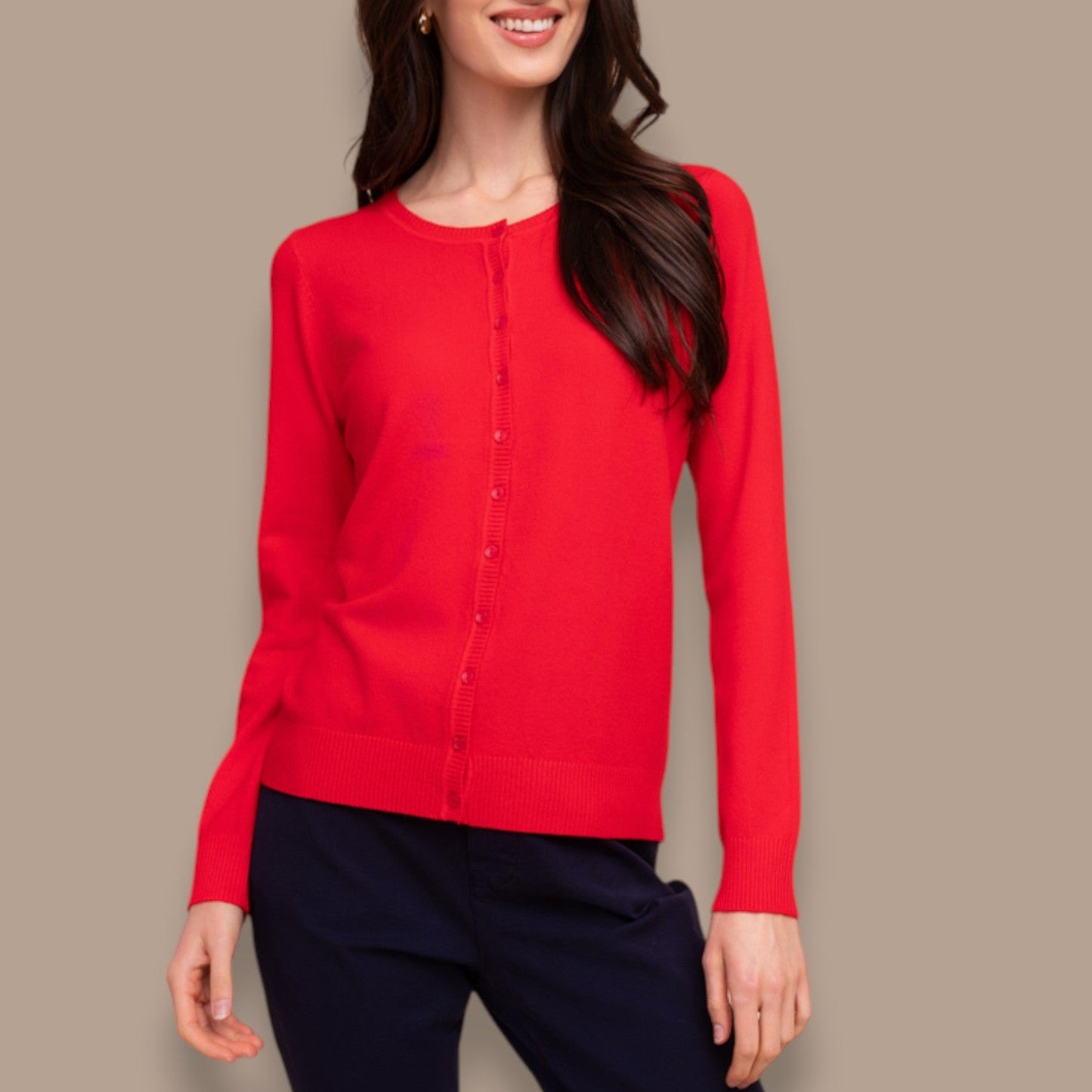 Alison Sheri - Classic Button Front Knit Cardigan