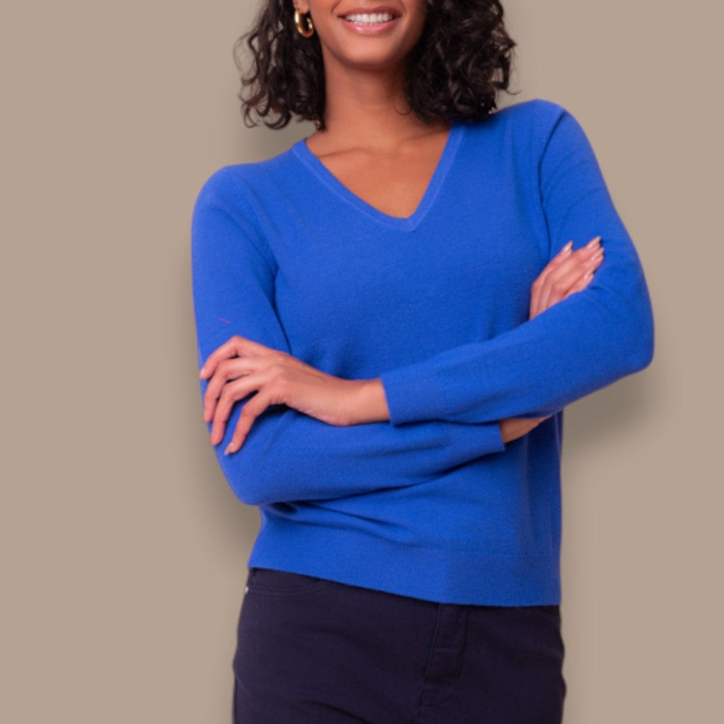 Alison Sheri - Lightweight V-Neck Knit Sweater