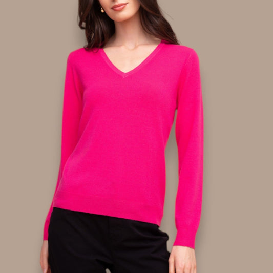 Alison Sheri - Lightweight V-Neck Knit Sweater