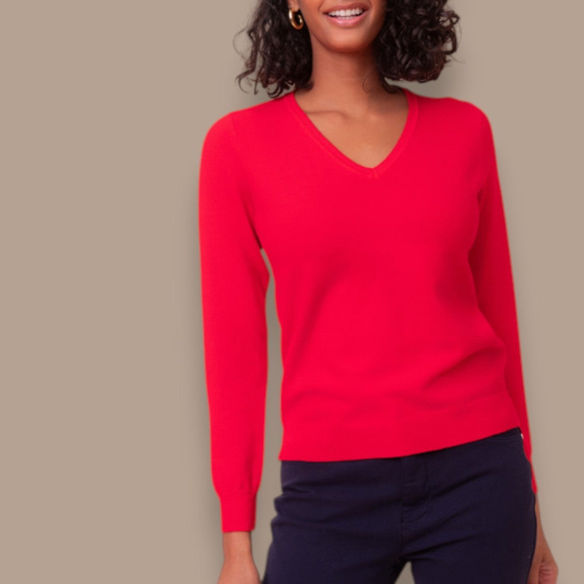 Alison Sheri - Lightweight V-Neck Knit Sweater