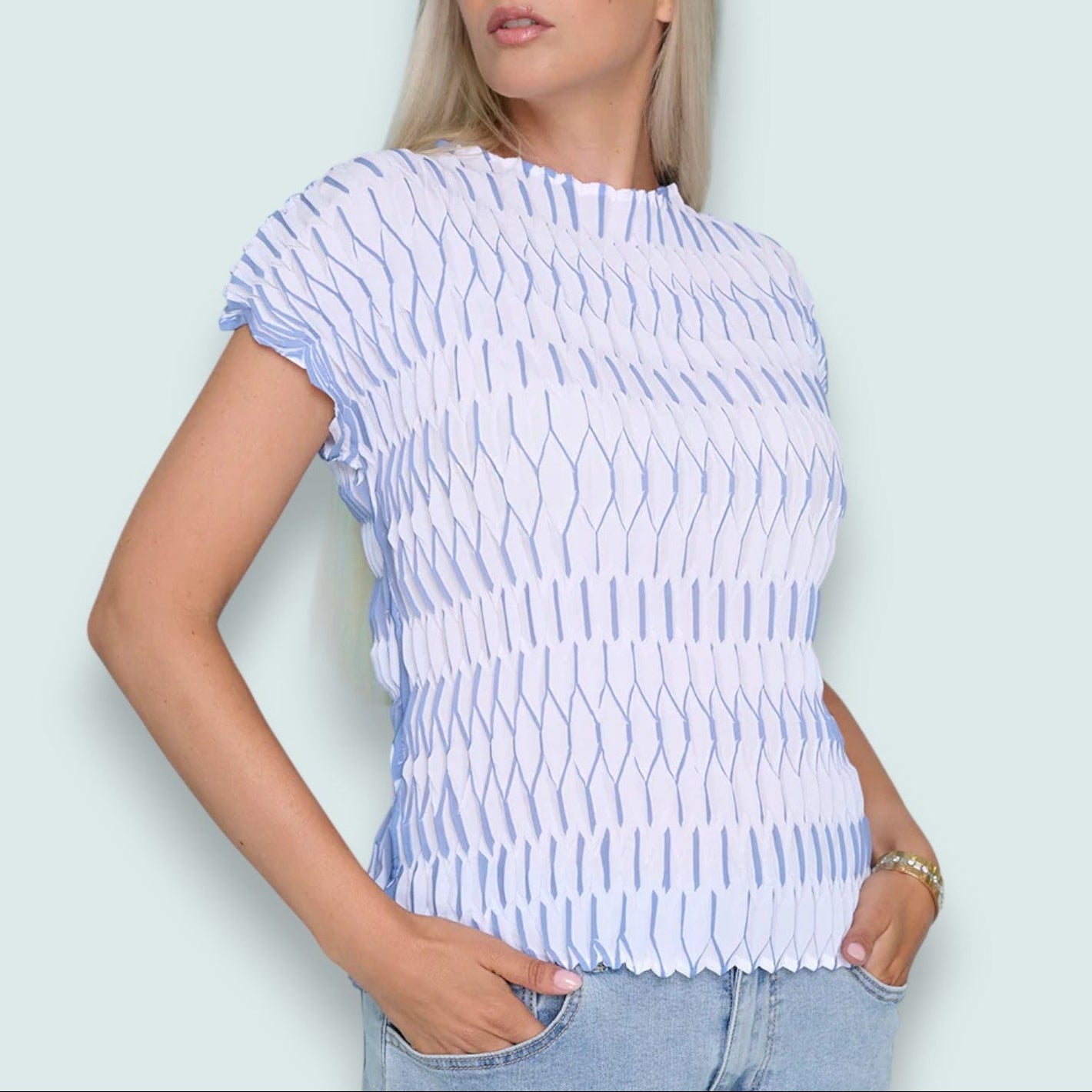 Picadilly - Printed Pleated Top
