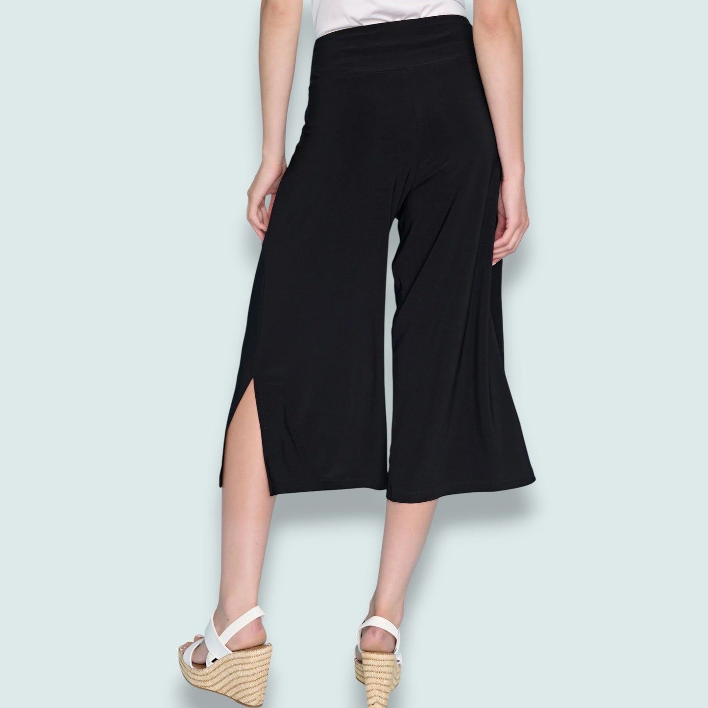 Picadilly - Wide-Leg Side-Slit Capri Pants