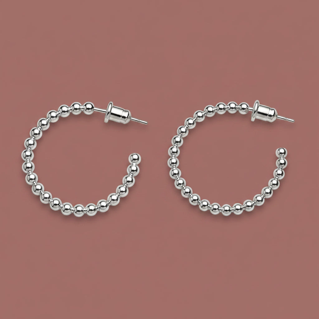 Audrey's - Textured Beaded Hoop Earrings