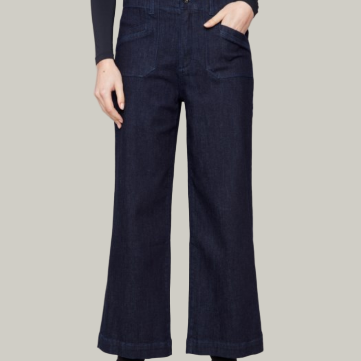Charlie B - Cropped Wide Leg Stretch Denim Jeans
