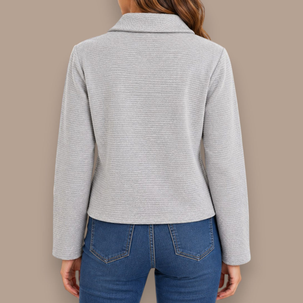 Pure - Textured Collared Tie-Neck Top