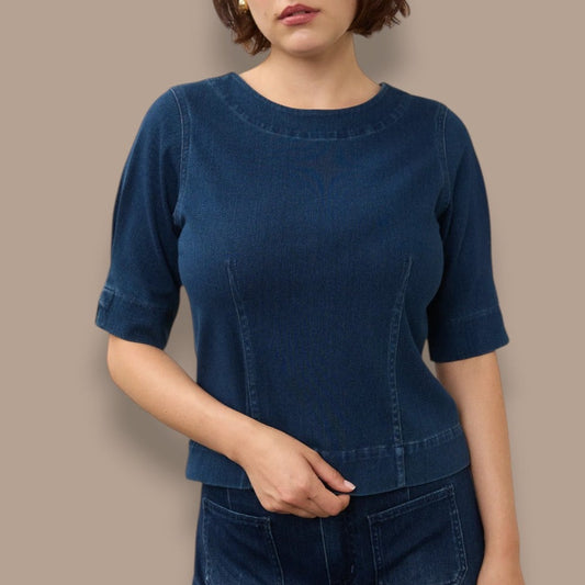 FDJ - Elbow Sleeve Seamed Knit Top