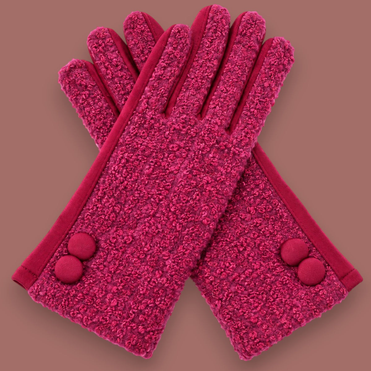 LC - Cozy Textured Button Detail Gloves