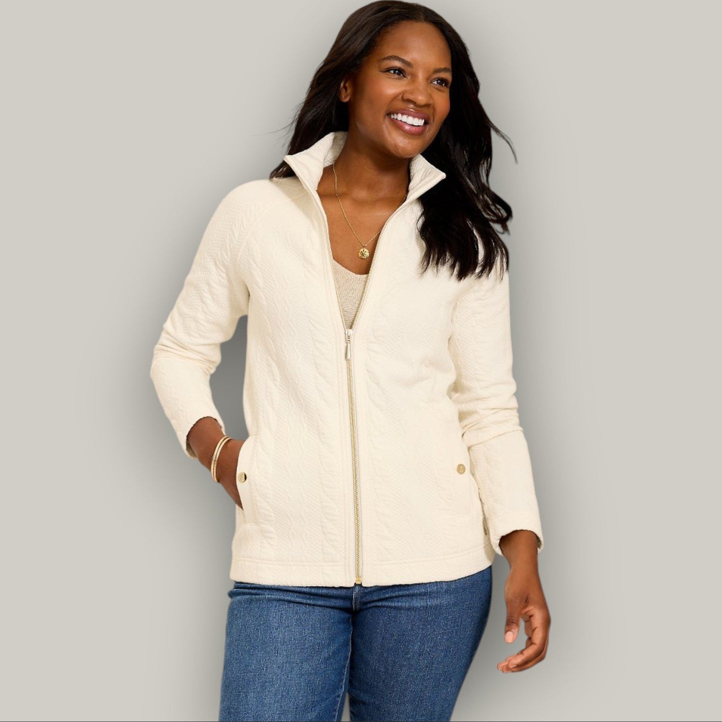 Tommy Bahama - Cable Jacquard Full-Zip Cardigan