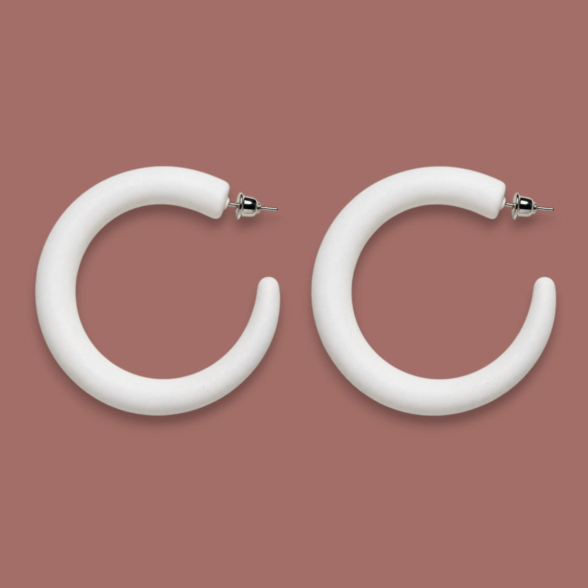 Jacqueline Kent - Matte White Chunky Hoop Earrings