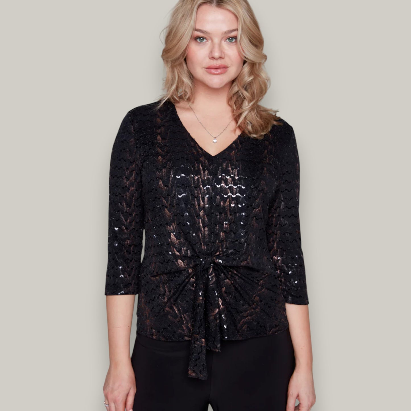 Compli K - Shimmer 3/4 Sleeve Top