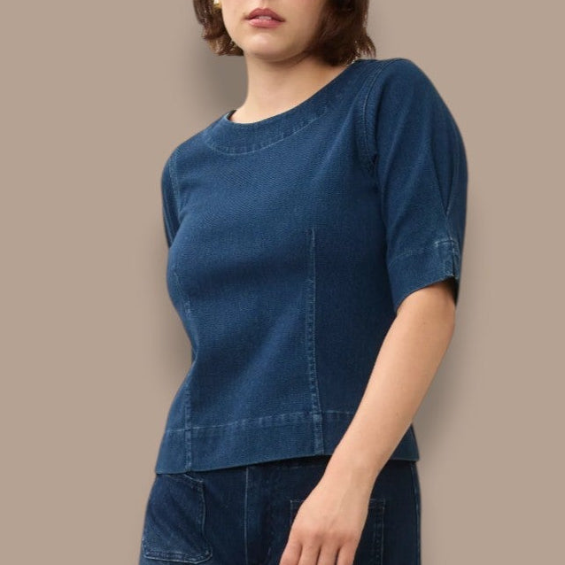 FDJ - Elbow Sleeve Seamed Knit Top