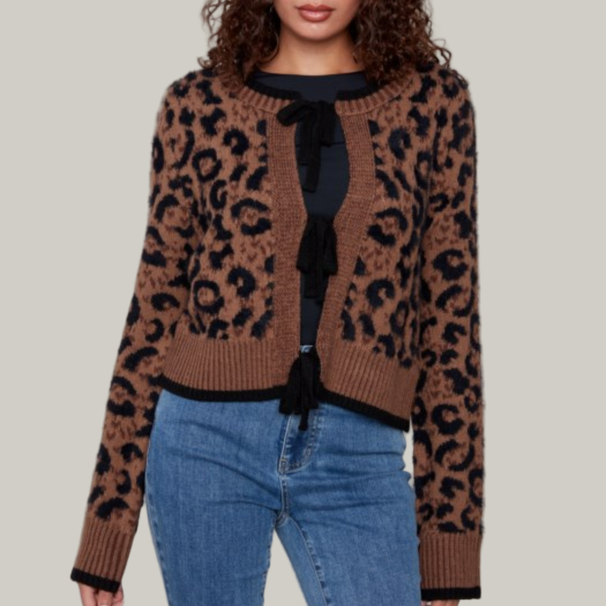 Charlie B - Bow Tie Jacquard Knit Cardigan