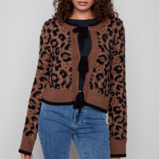 Charlie B - Bow Tie Jacquard Knit Cardigan