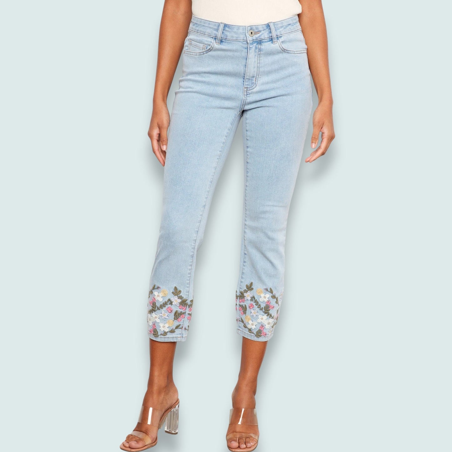 Charlie B - Blossom Hem Cropped Slim Stretch Denim