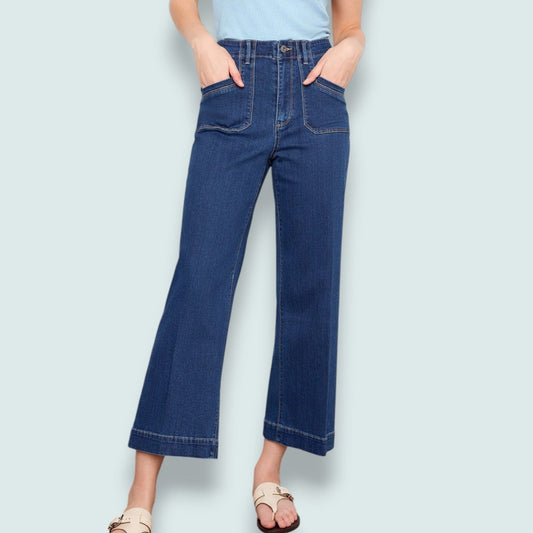 Charlie B -  Cropped Wide Leg Stretch Jeans