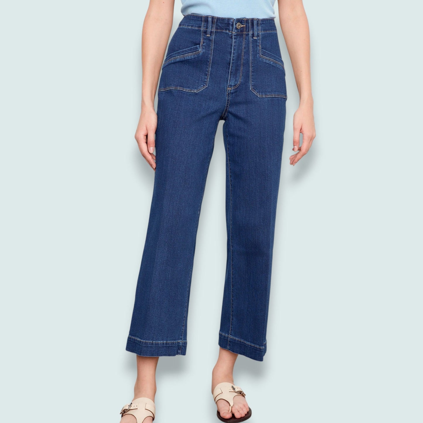 Charlie B -  Cropped Wide Leg Stretch Jeans