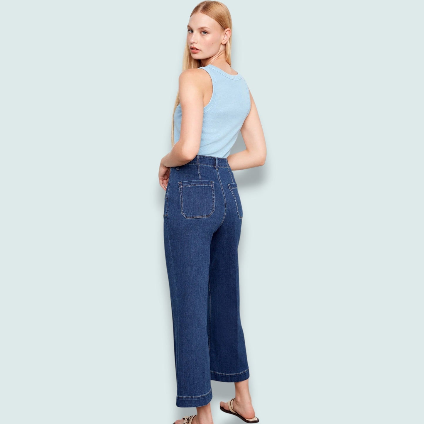 Charlie B -  Cropped Wide Leg Stretch Jeans