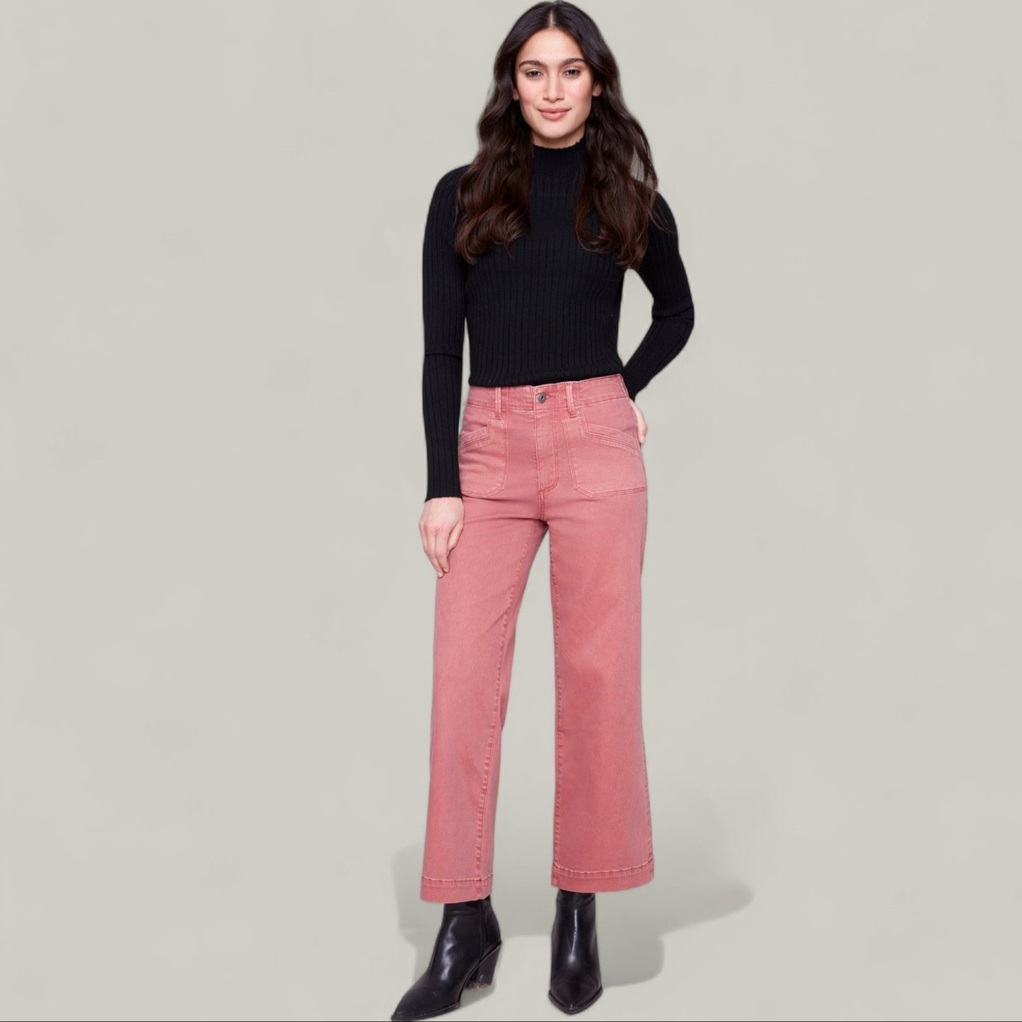 Charlie B - Cropped Wide Leg Stretch Twill Pants