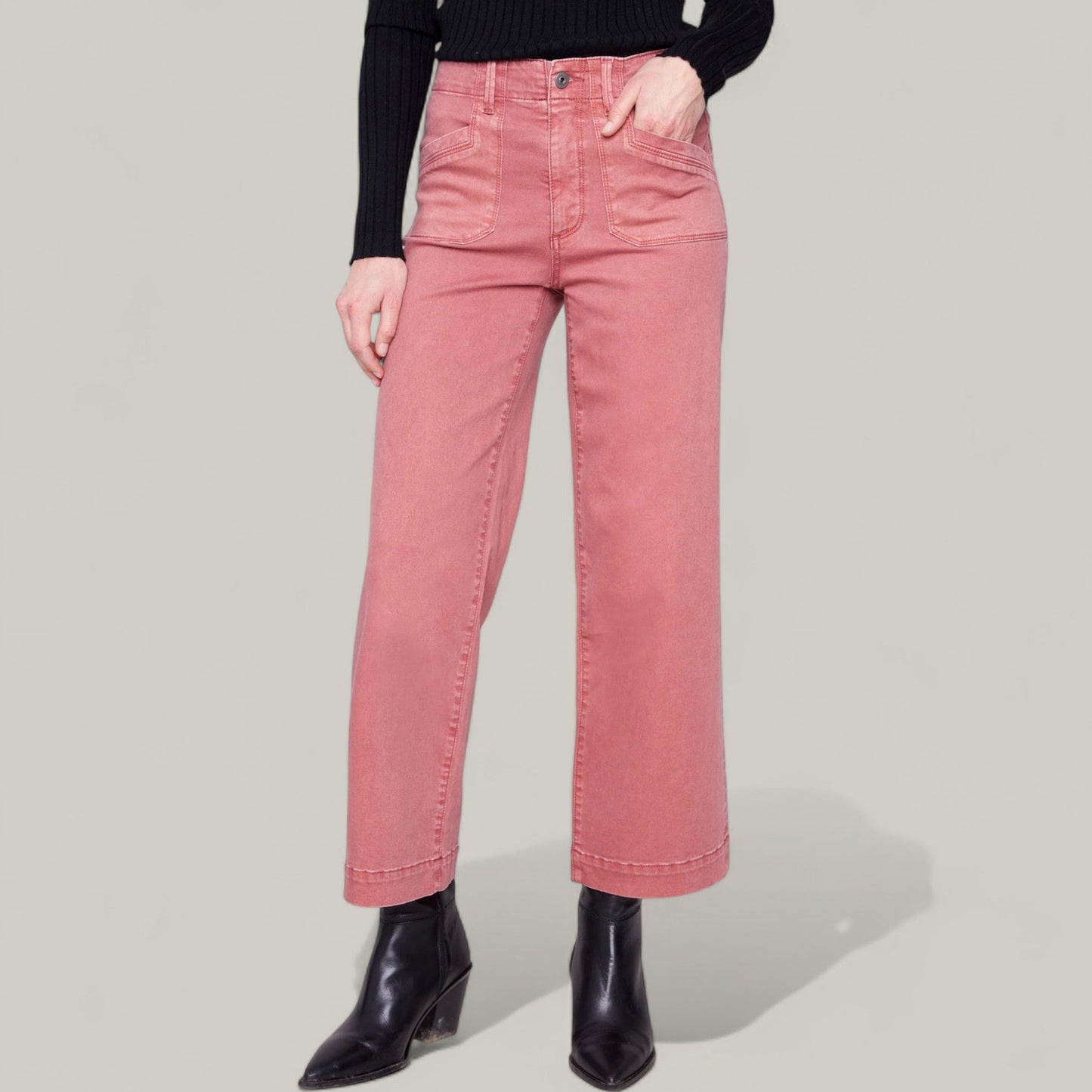 Charlie B - Cropped Wide Leg Stretch Twill Pants