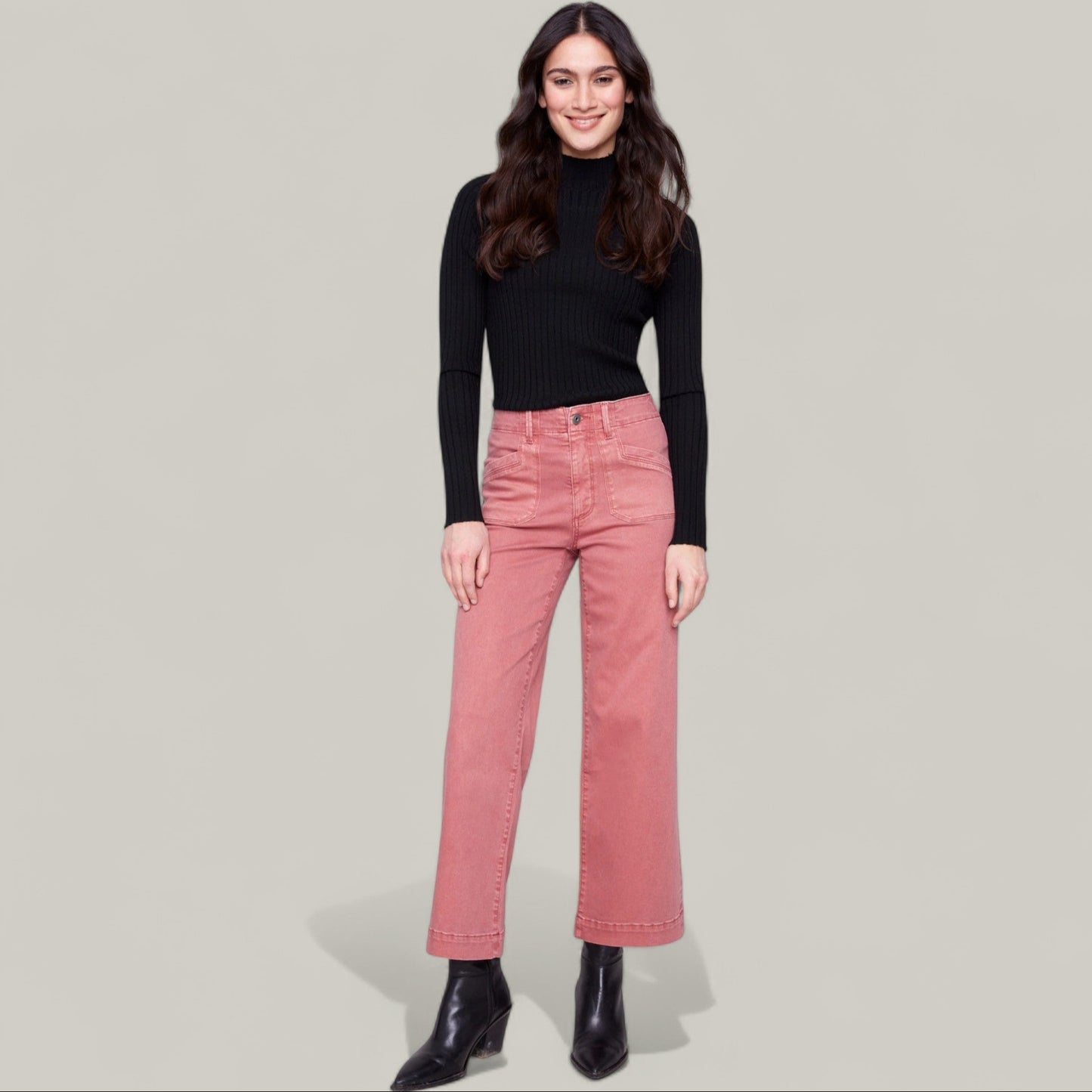 Charlie B - Cropped Wide Leg Stretch Twill Pants