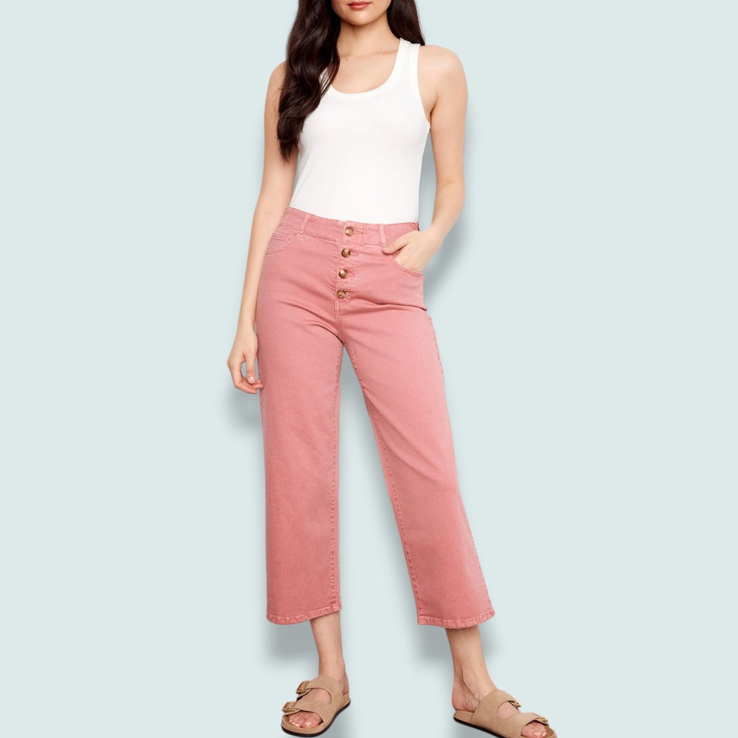 Charlie B - Button Fly Crop Twill Pants