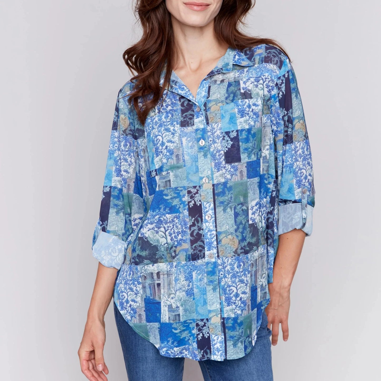 Charlie B - Printed Button Front Blouse