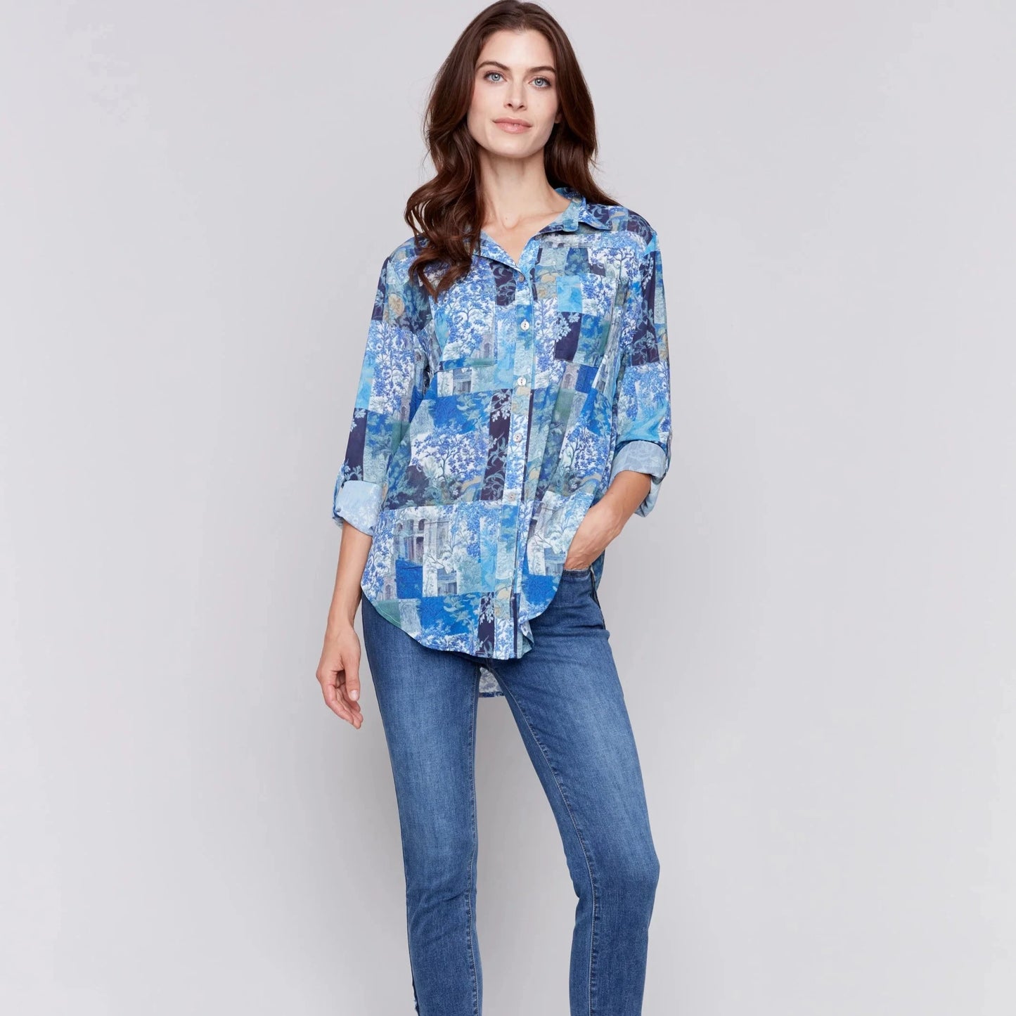 Charlie B - Printed Button Front Blouse