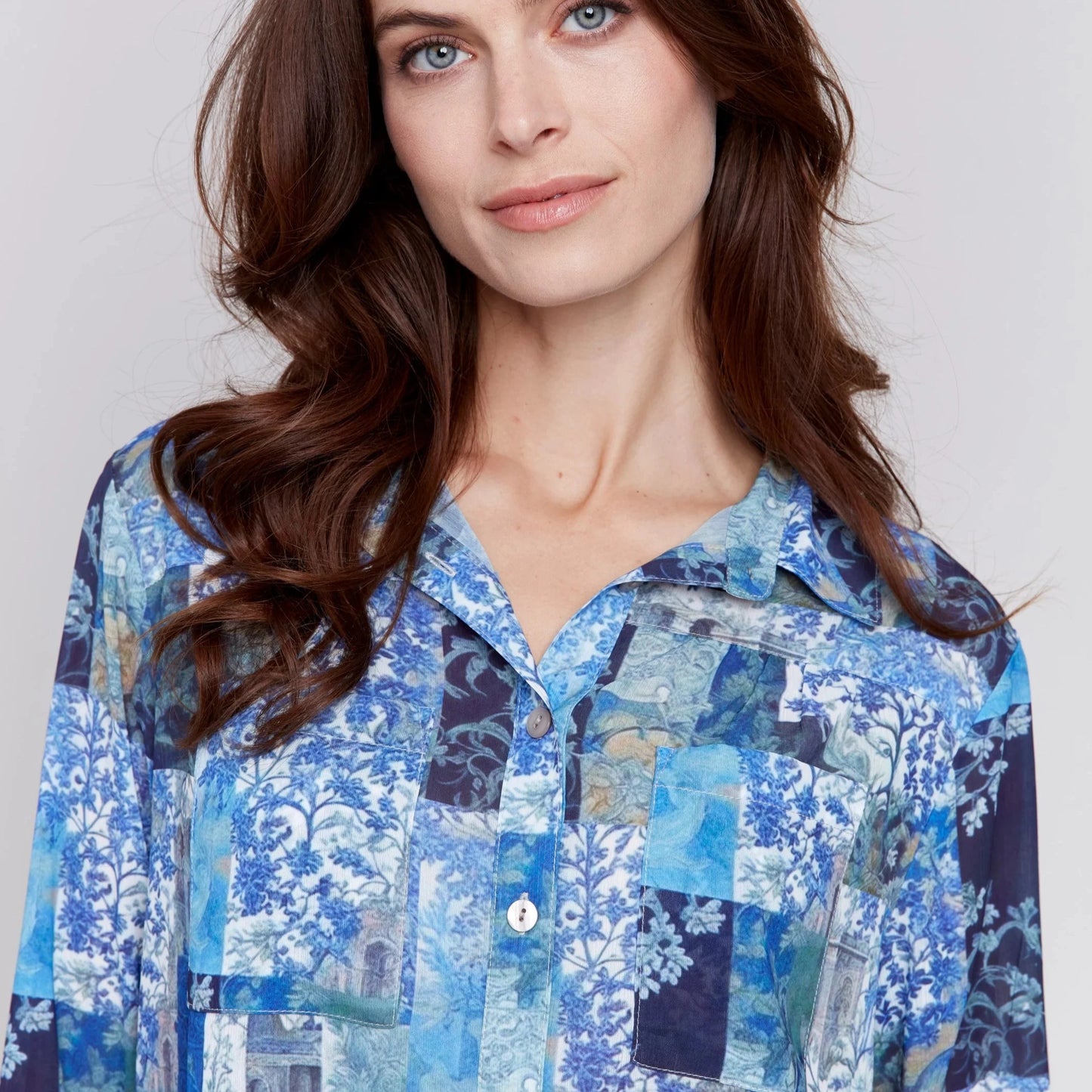 Charlie B - Printed Button Front Blouse