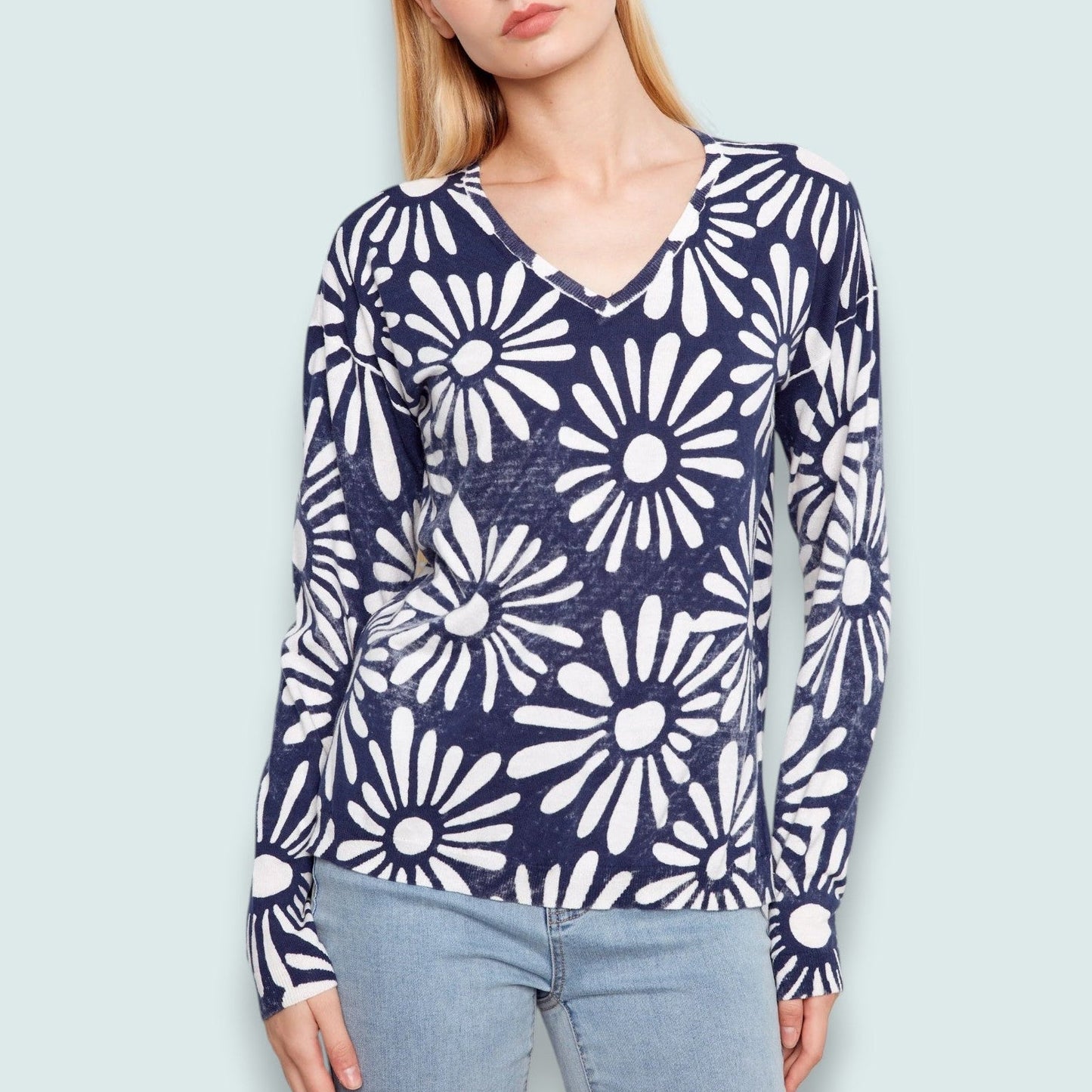 Charlie B - Midnight Daisy Reversible Knit Pullover