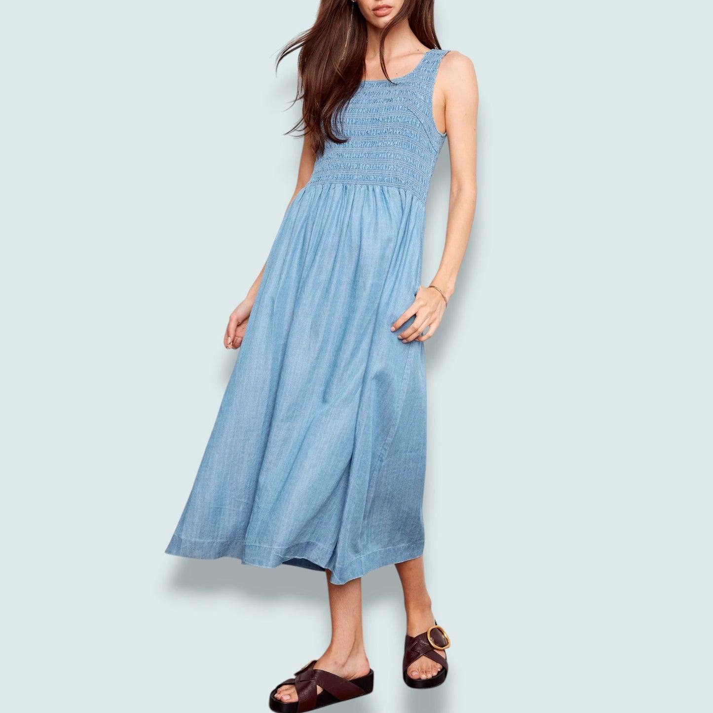 Charlie B - Tencel Sleeveless Smocked Midi Dress