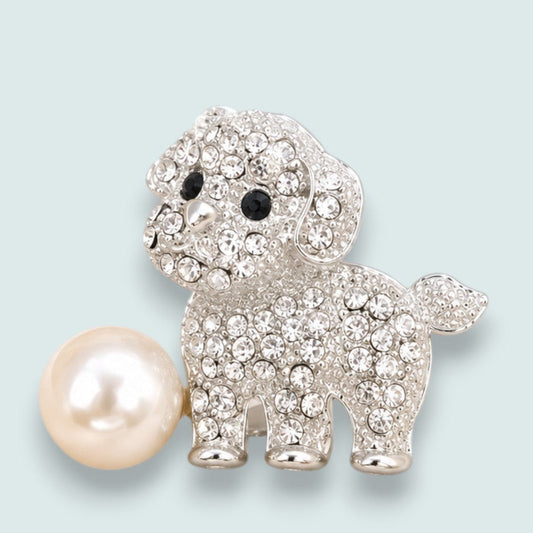 Audrey's - Crystal Puppy Brooch
