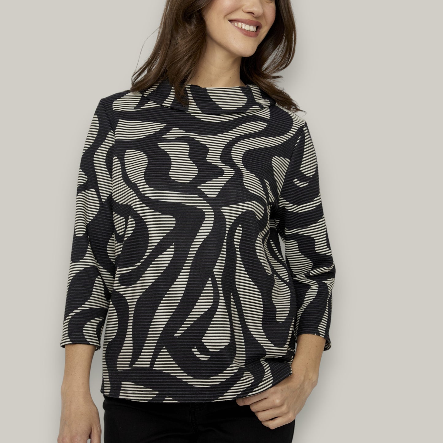 Compli K - Cowl Neck Abstract Top