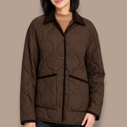Moffi - Contrast Trim Quilted Jacket