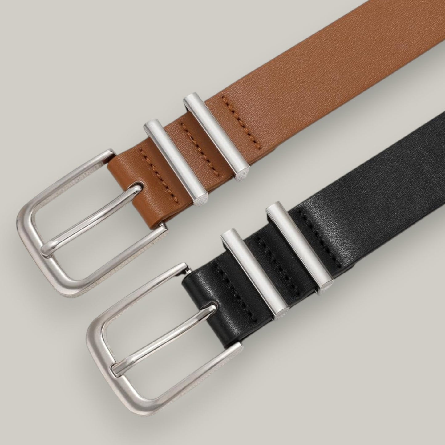 Audrey's - Essential Faux Leather Belt With Silver Buckle