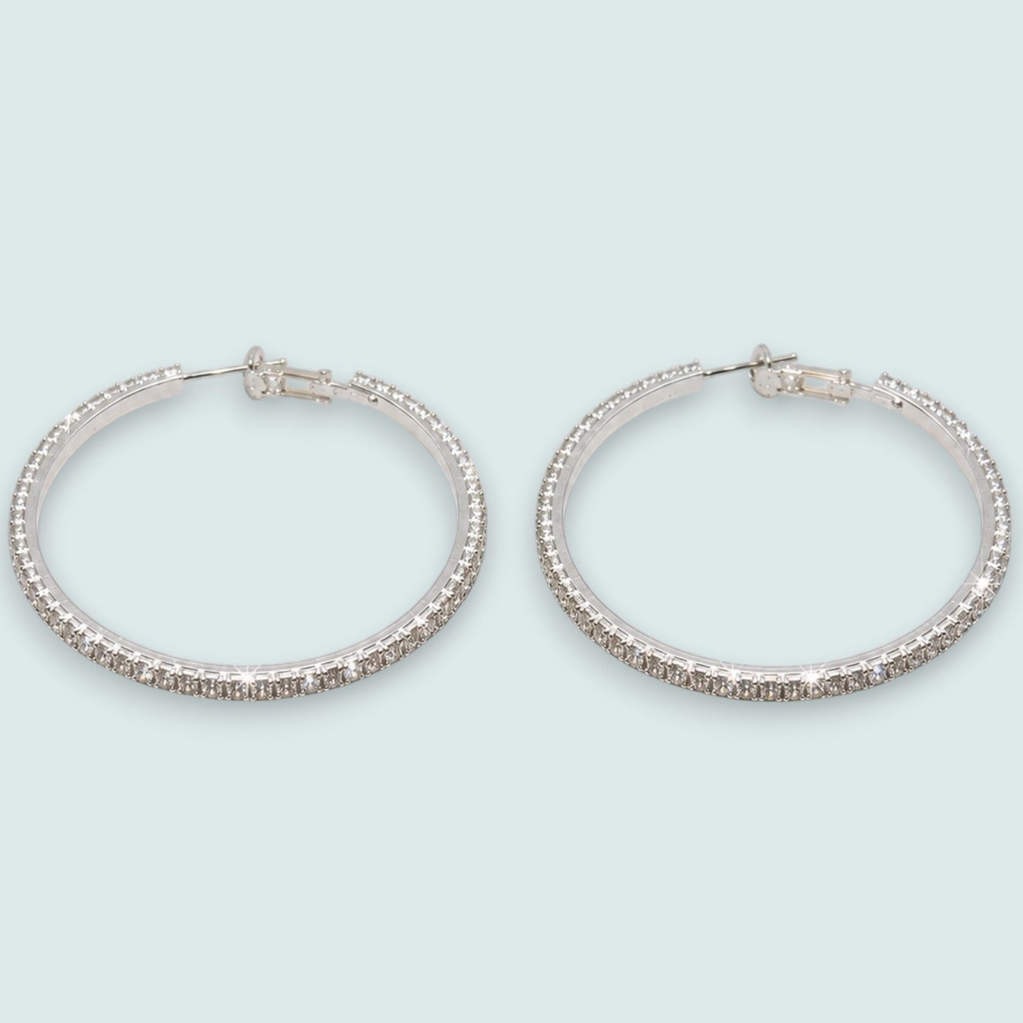 Audrey's - Crystal Silver Hoop Earrings