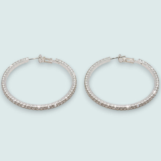 Audrey's - Crystal Silver Hoop Earrings