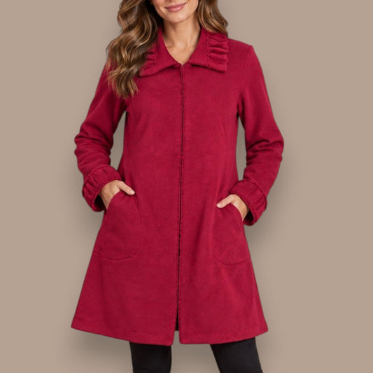 Pure - Ruffle Detail A-Line Coat