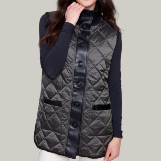 Charlie B - Reversible Quilted Long Vest