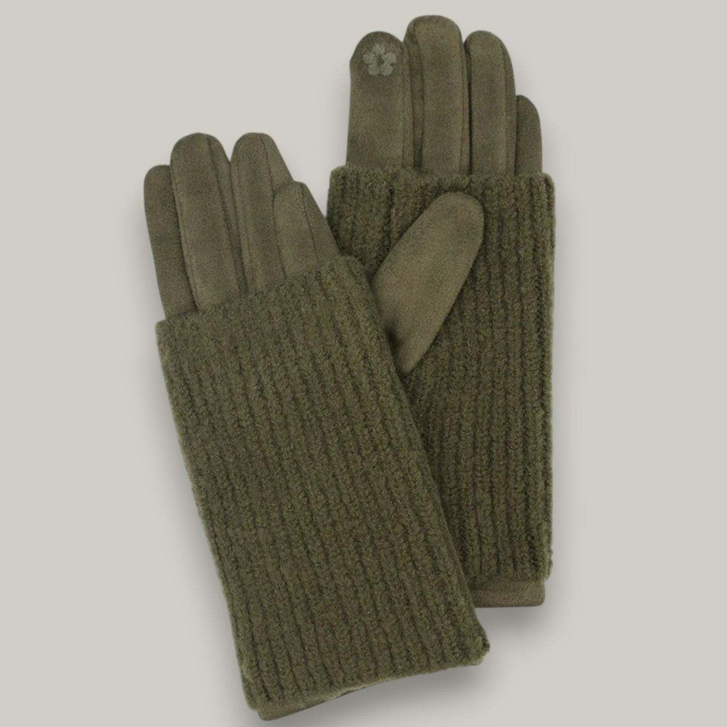 Audrey's - Ribbed Wrist Faux Suede Gloves