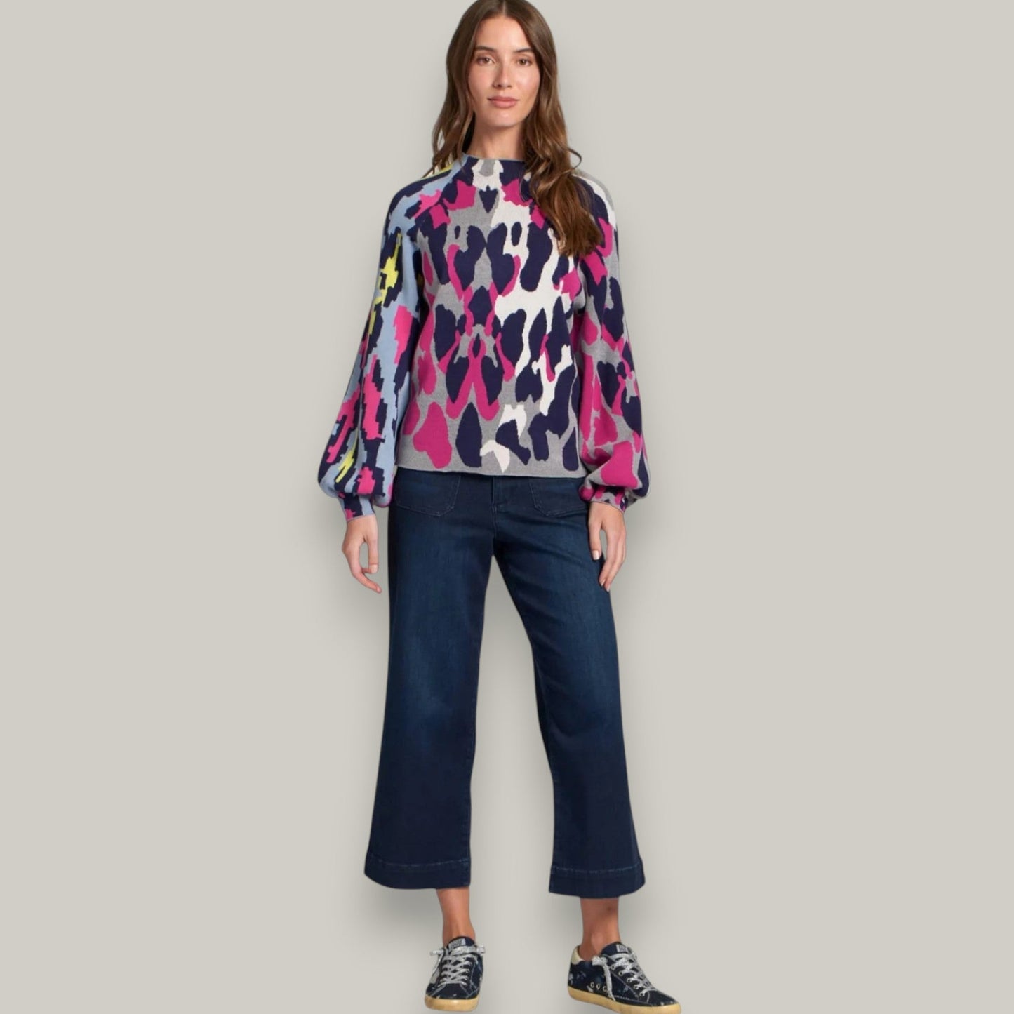 APNY - Leopard Funnel Neck Sweater