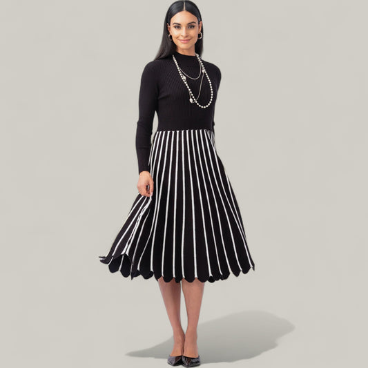 Elena Wang - Knit Scallop Skirt Dress