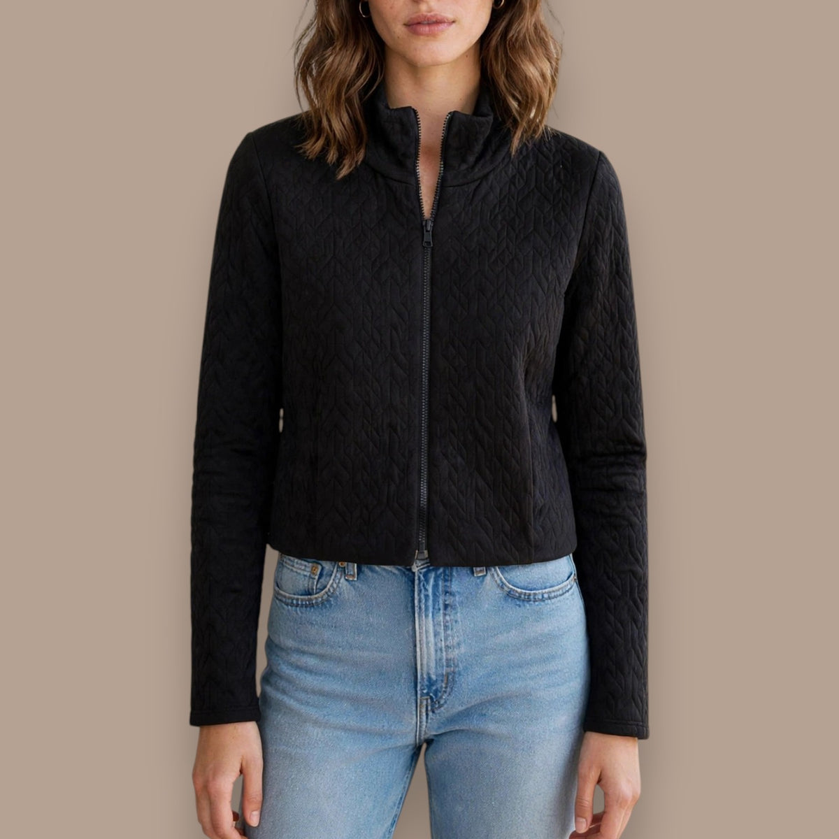 Pure - Textured Quilted Zip-Up Jacket