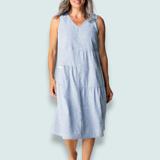 Habitat - Tiered Linen Blend Knee-Length Dress
