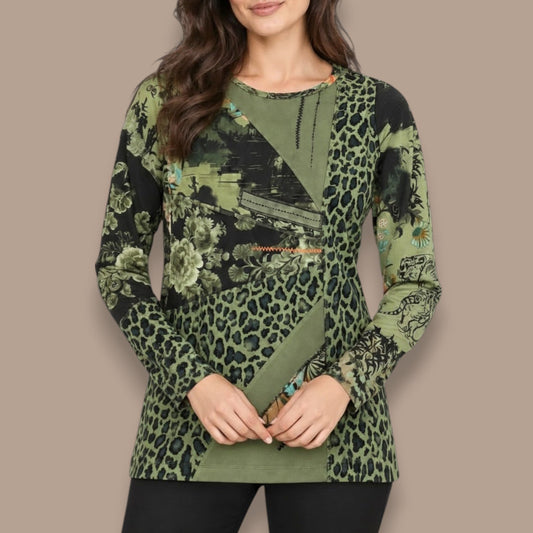 Orientique - Mixed-Print Patchwork Top