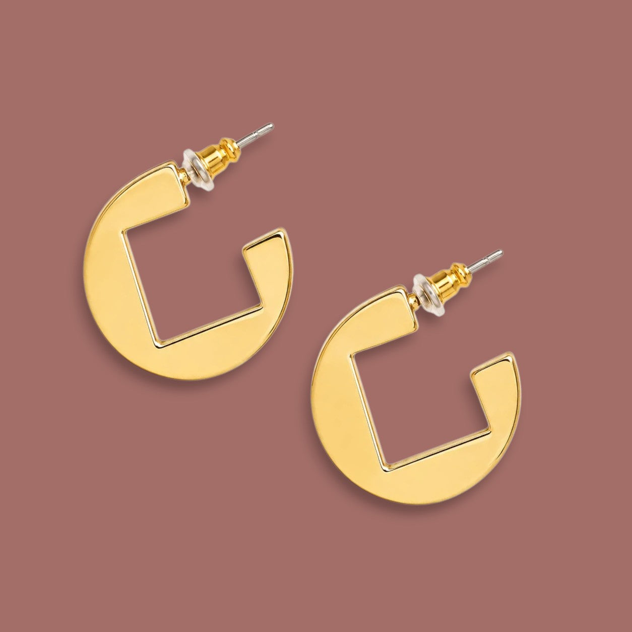 Audrey's - Geometric Cutout Hoop Earrings