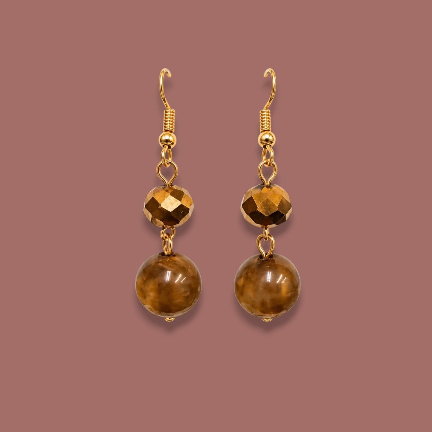 Red Coral - Beaded Drop Earrings