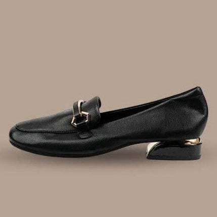 Little Empresses - Black Loafer With Gold Accents