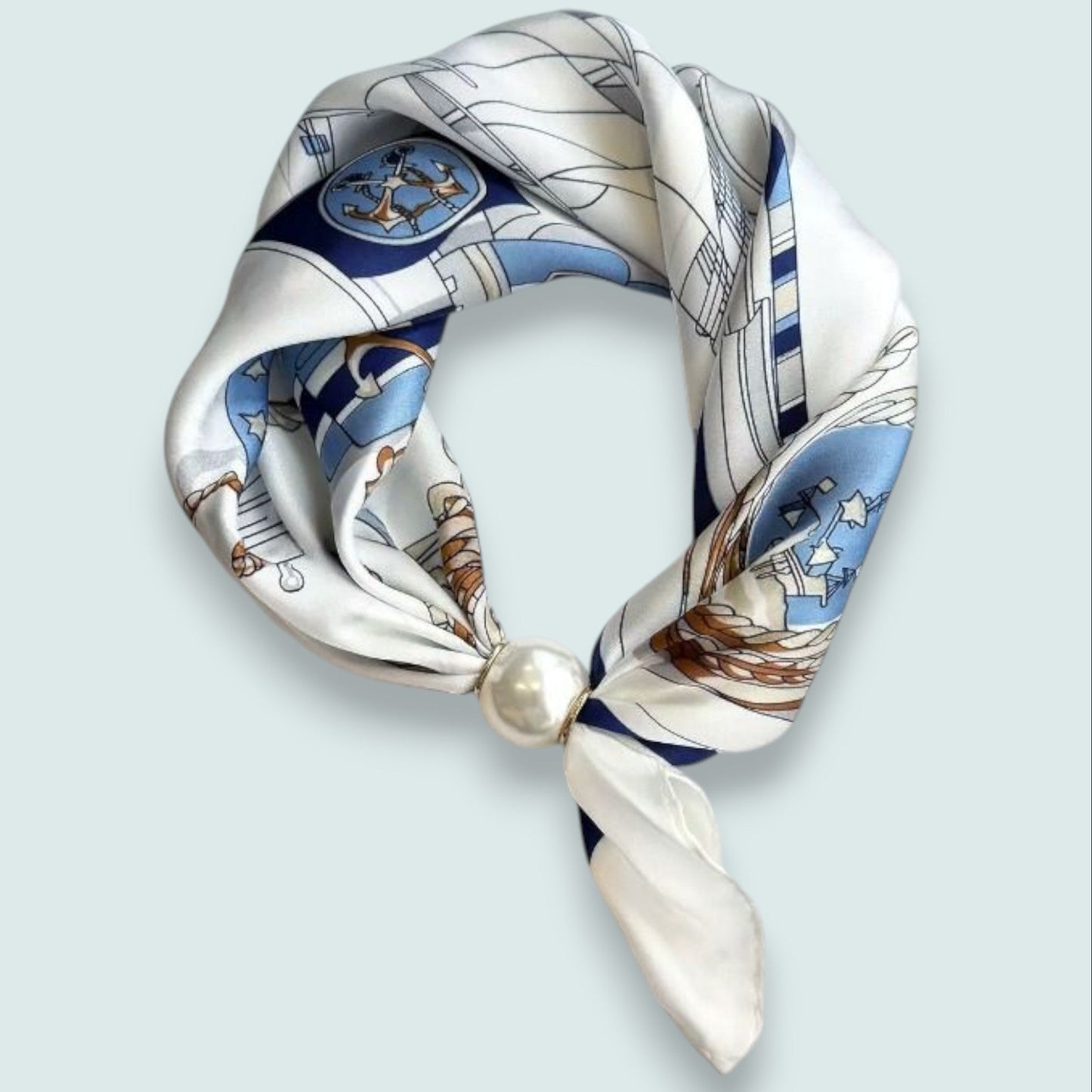 Red Coral - Maritime Pearl Accent Neck Scarf