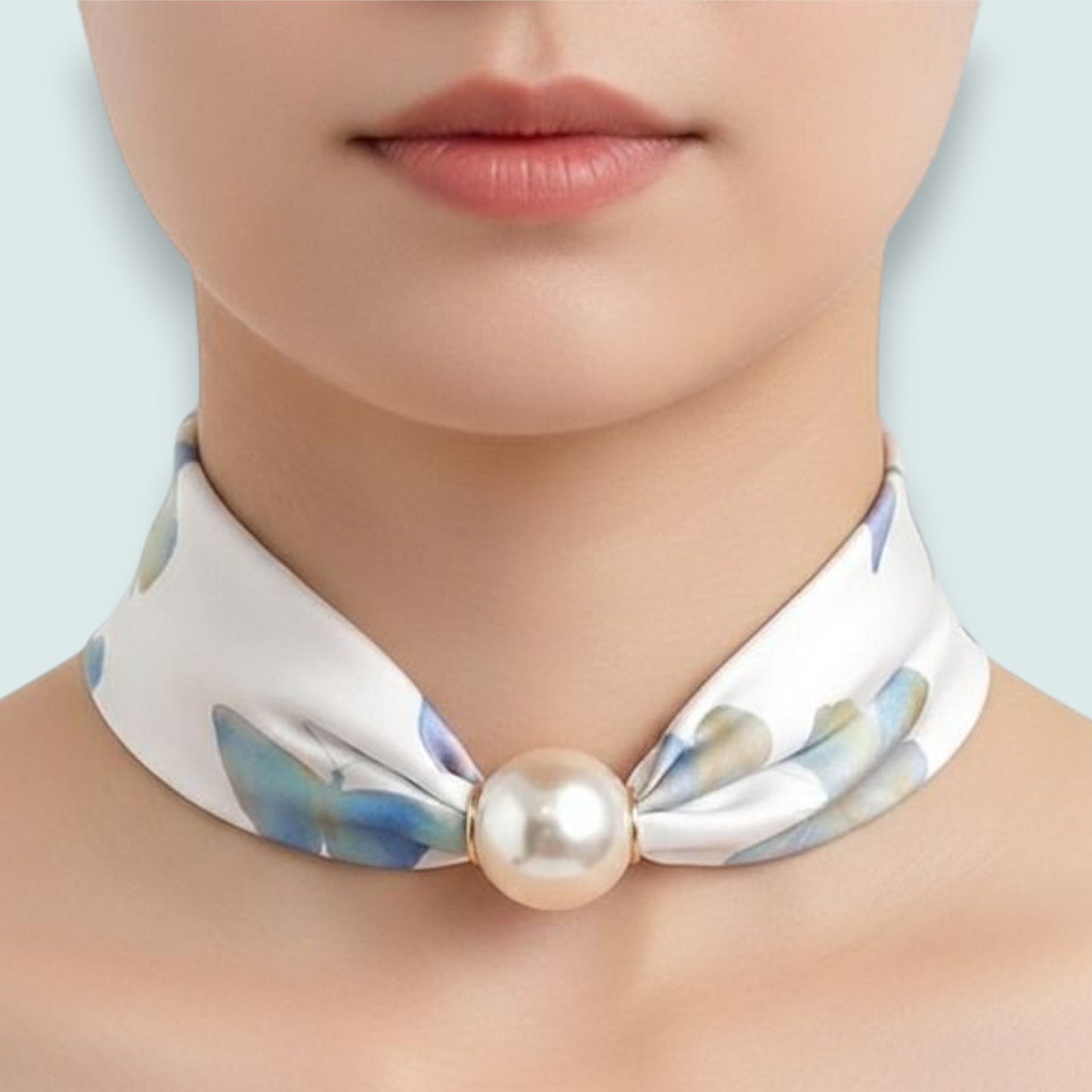 Red Coral - Whispering Butterfly Pearl Neck Scarf