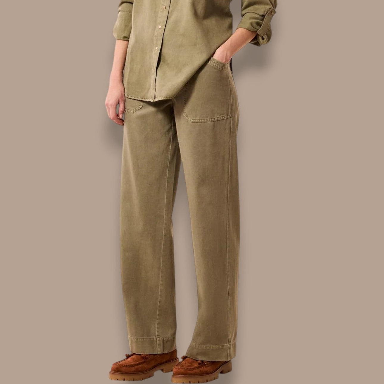 Tribal - Audrey Flowy Wide Leg Pull-On Pants With Drawstring